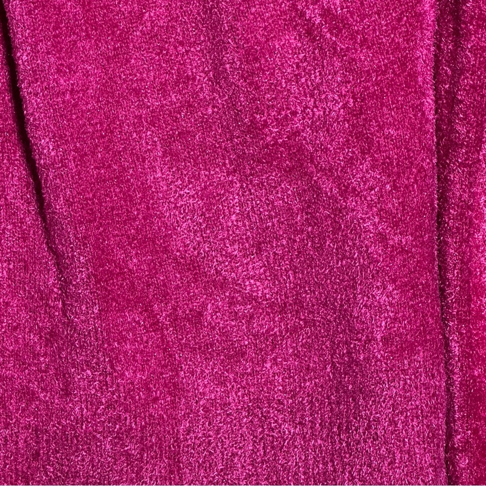 Worthington Fuchsia Scoop Neck Fuzzy Pink Shimmer Sweater Small Blouson Sleeve - Picture 13 of 13